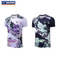 Victor Badminton wear men's and women's black quick dry Short sleeve Breathable Quick dry Running Gym sports T-shirt top