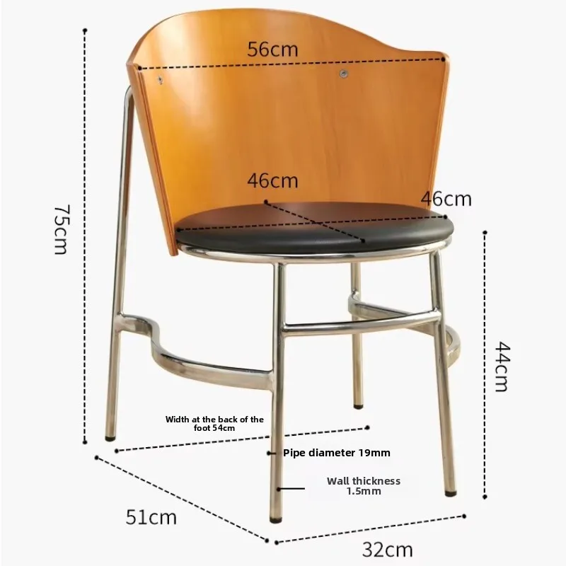 Bauhaus Inspired Leather Dining Chair Industrial Steel Frame Backrest Office Chair  Ergonomic Support High Quality
