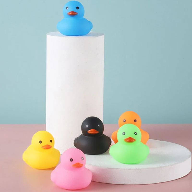 Baby Bath Toys Cute Little Yellow Duck Bath Toys Bathroom Bath Swimming Water Toy Soft Floating Rubber Duck Squeeze Sound Toy