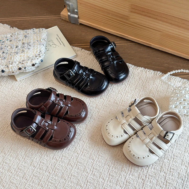 

Baby Girls Sandals Summer Children Beach Shoes Comfortable Anti Slip Soft Sole Toddler Kids Sandals Cut-outs Princess Shoes