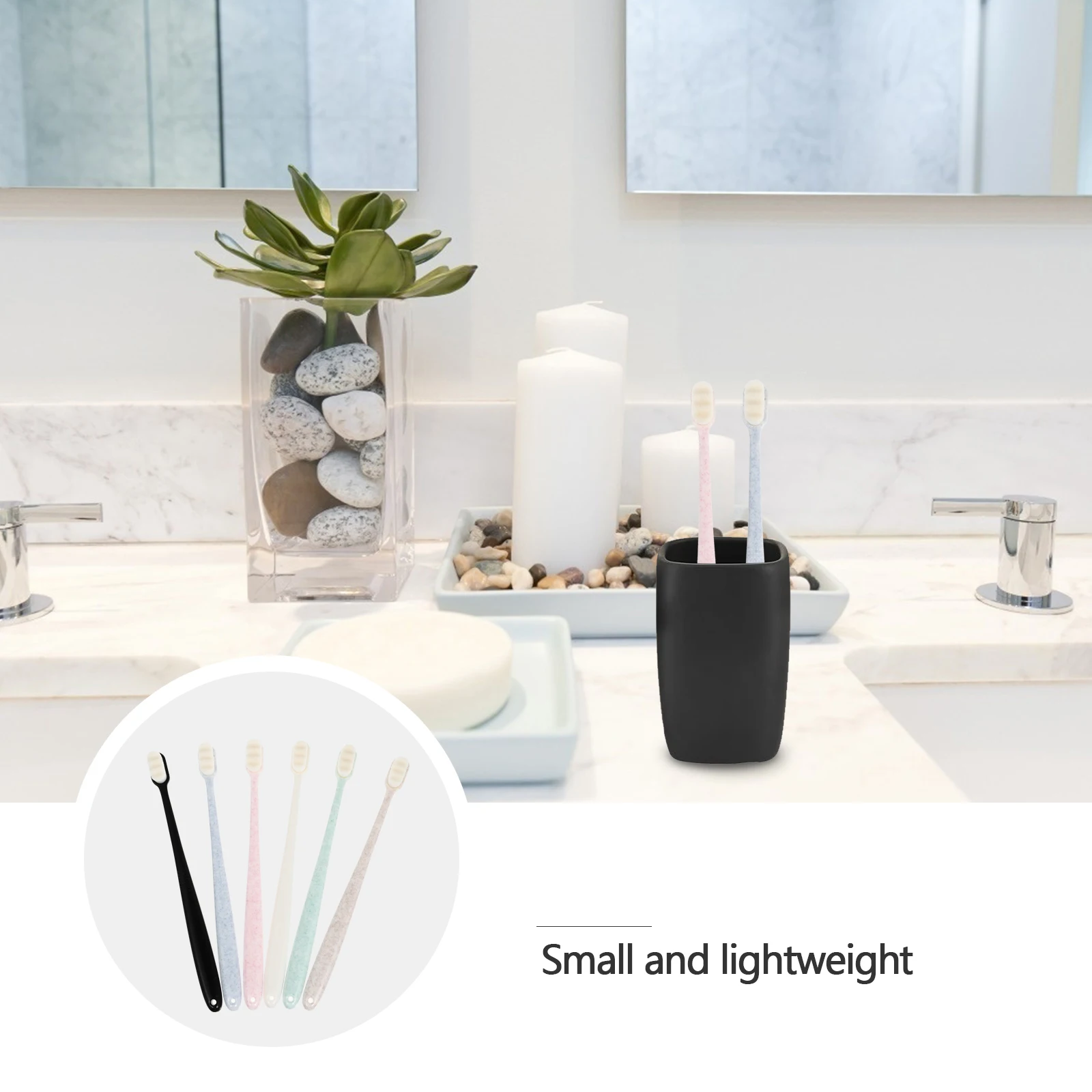 

6pcs Soft Bristles Toothbrushes PP Material Wavy Style Slim Design Travel Friendly Sensitive Gums Tartar Plaque Removal Odor