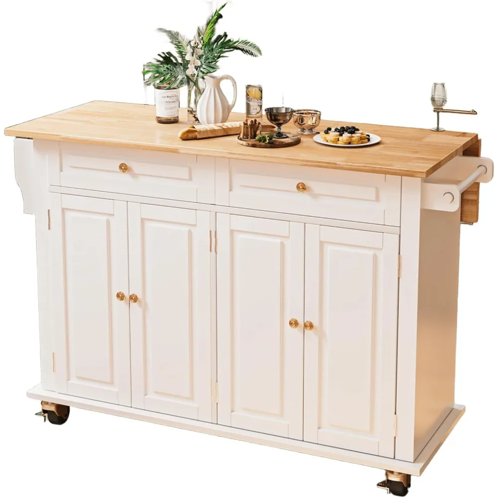 جزيرة المطبخ مع أوراق متدلية، جزيرة المطبخ المتنقلة على عجلات مع درج وخزانة تخزين، رف توابل، شريط منشفة #3