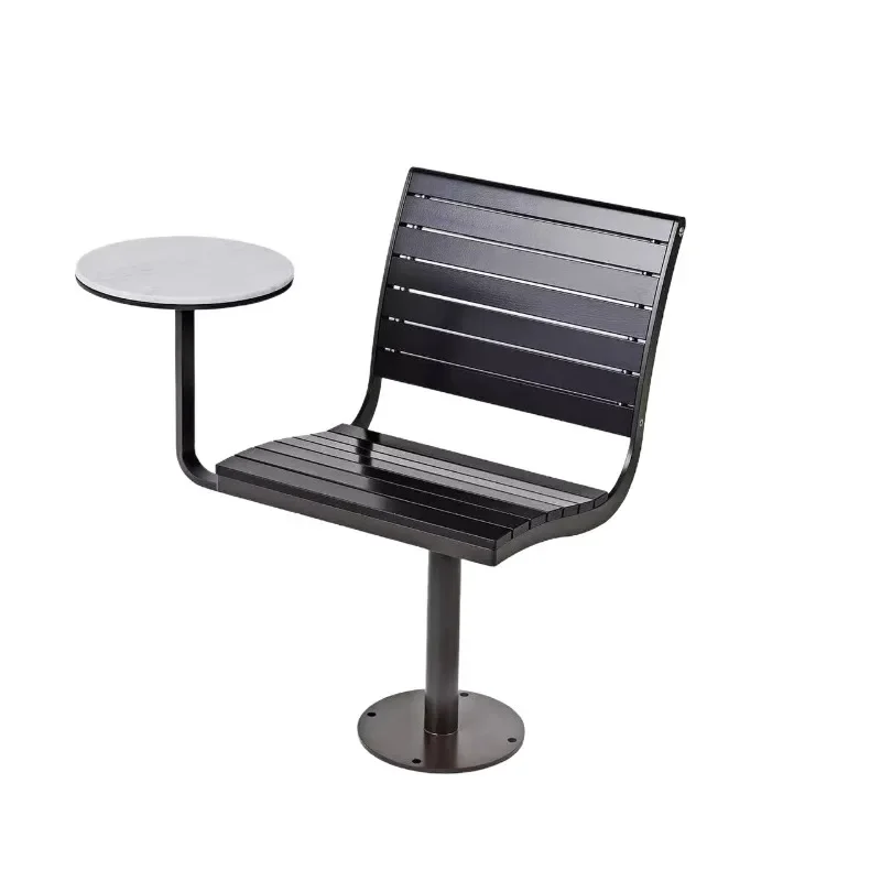 

Outdoor courtyard metal single table and chair light luxury integrated backrest leisure table and chair milk tea shop integrated