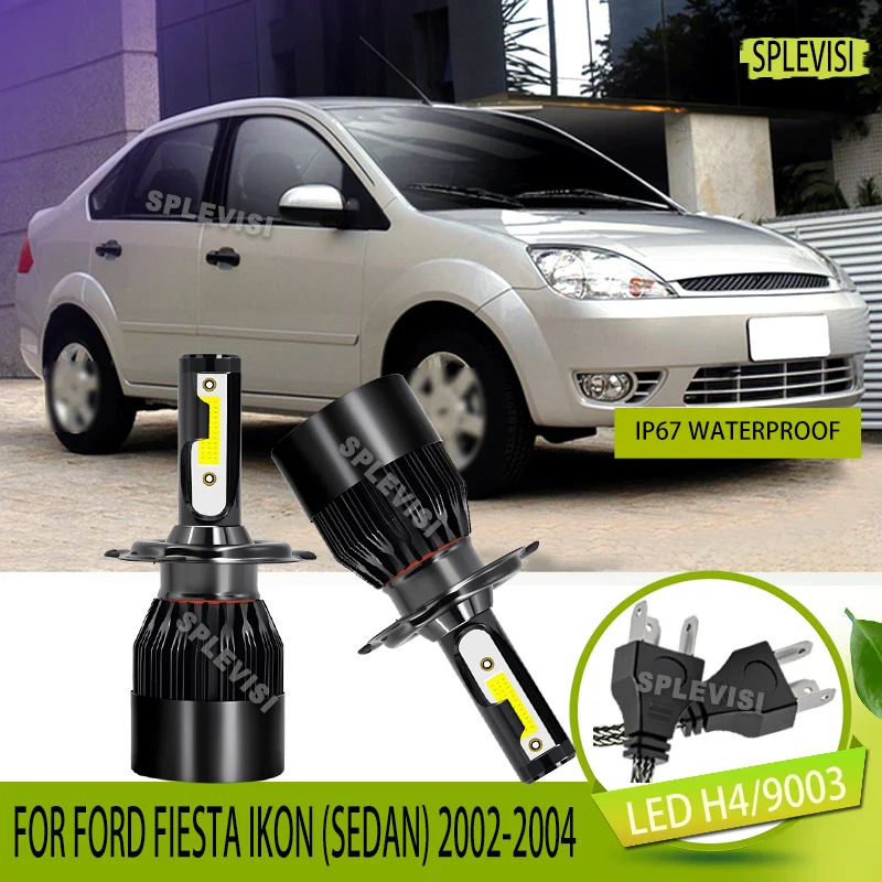

H4 LED Headlight Bulbs 6000K White, 60W 6000LM Per Bulb Car Light Halogen Replace For Ford Fiesta Ikon (Sedan) 2002 2003 2004