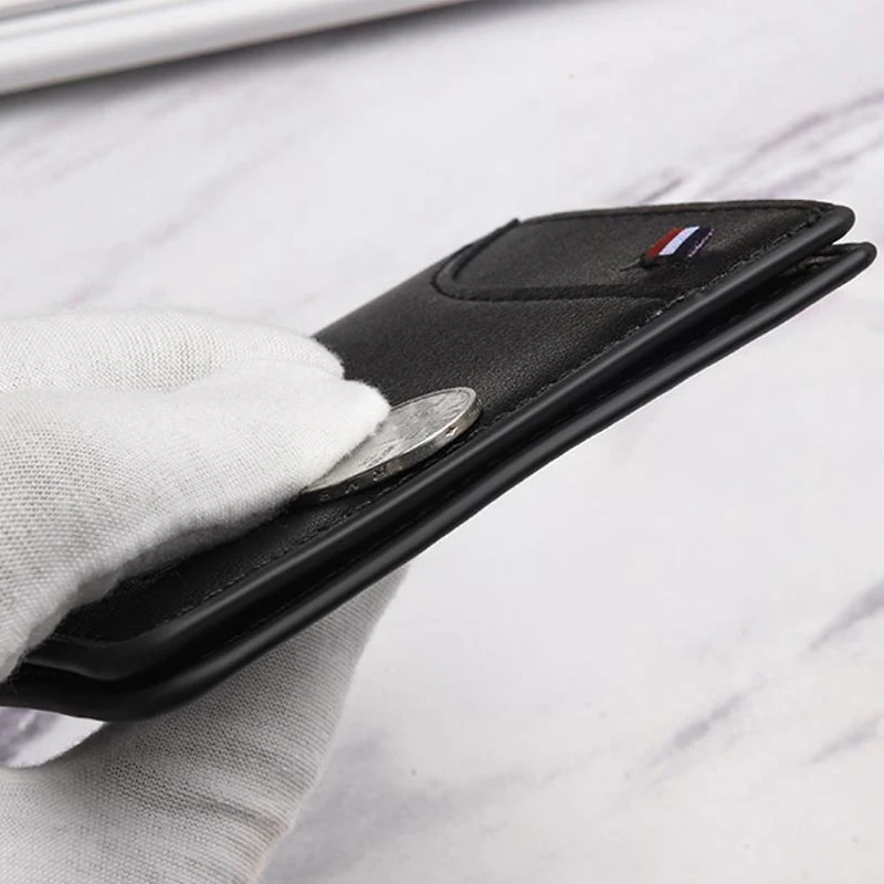 Neue Superschlanke Weiche Geldbörse aus PU-Leder, Mini-Kreditkarten-Geldbörse, Kartenhalter, Herren-Geldbörse, Dünne Kleine Kurze Münzbörse – Detail 6