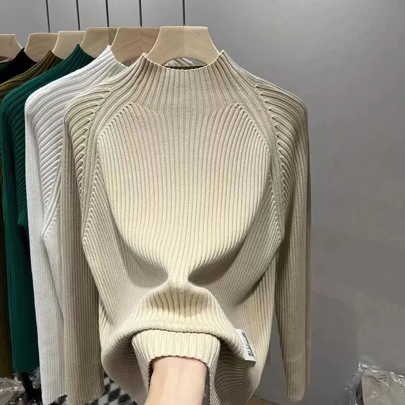 Turtleneck Sweater Women Fashion 2024 New Stretch Tops Women Knitted Pullovers Long Sleeve Bottoming Knitted Sweater