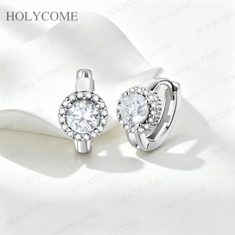 0,5ct 1ct D-Farbene Moissanit-Creolen für Damen, Geschenk, S925 Sterlingsilber, runde Ohrringe, Hochzeitsschmuck, Großhandel – Detail 9