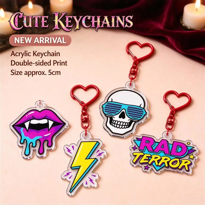 Lightweight No Burden on Bags Firm Clasp Fade Resistant Little Ghost Appears Limited for Halloween Acrylic Keychain 5cm