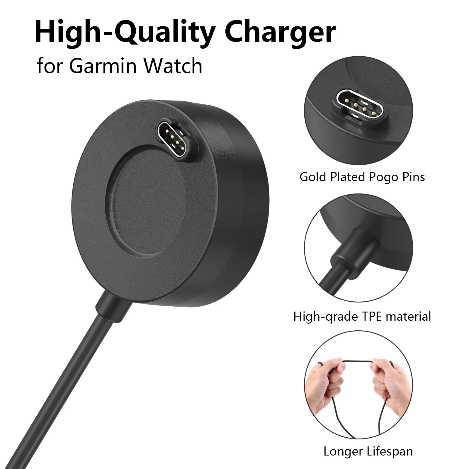 Cargador rápido magnético para Garmin Vivoactive 3 4 S/Fenix 7 s 7x5 6 x/Venu 2 2S Sq, Cable de carga para Forerunner 945 245