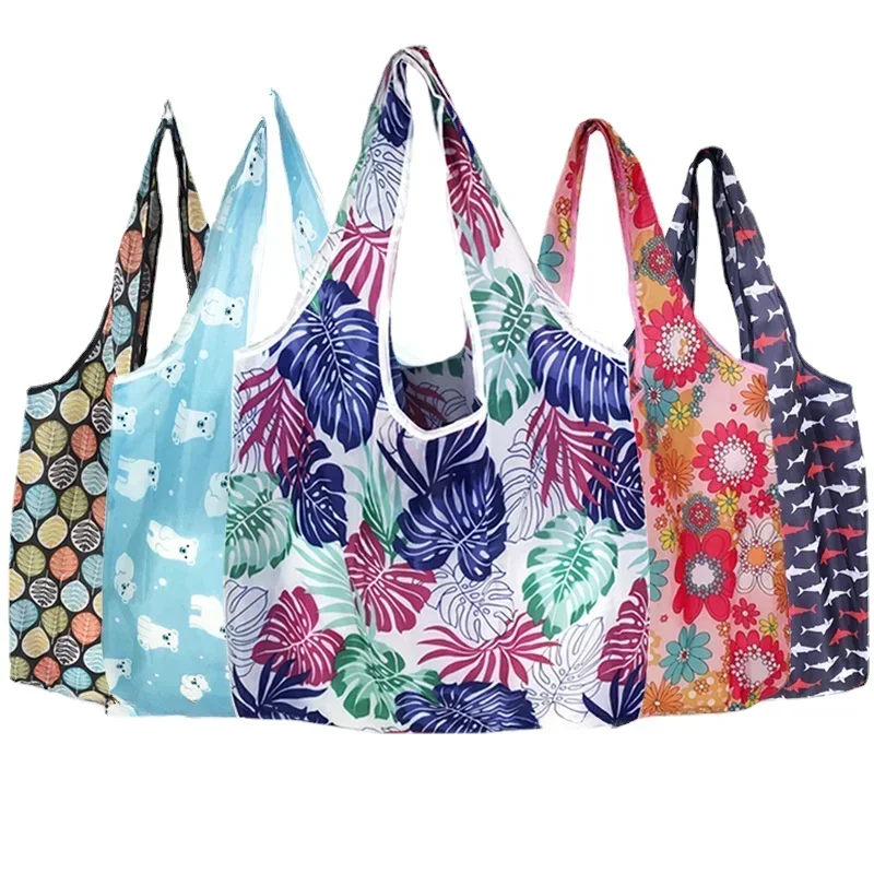 Reusable Shopping Bags Foldable Large Size Women Shopping Bags Totes Handbags Washable Cloth Eco-Friendly Grocery Bags