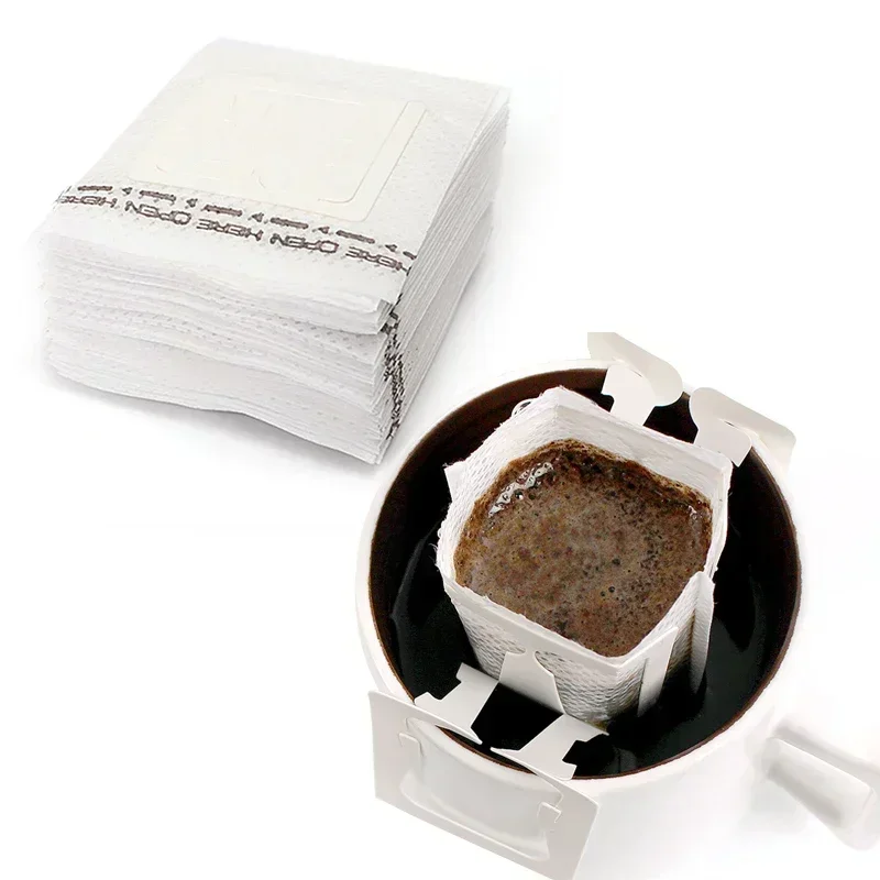 Sacos de papel de filtro de café, 25-500 peças, descartáveis, gotejamento, pacote de papel de café, portátil, pendurado, orelha, espresso, acessórios de café, ferramenta de chá