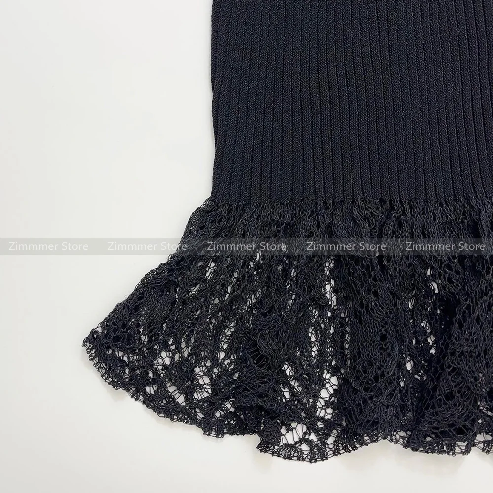 Minimalist Niche ~ Solid Colour Cotton Crochet Stretch Vertical Stripe Skinny Knit Wrap Hip Half Skirt