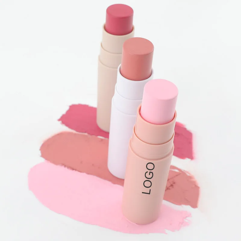 Bâton de fard à joues vegan, marque privée, maquillage du visage, stylo de contour, fard à joues imperméable, rose pêche, cosmétiques, vente en gros en vrac pour les entreprises