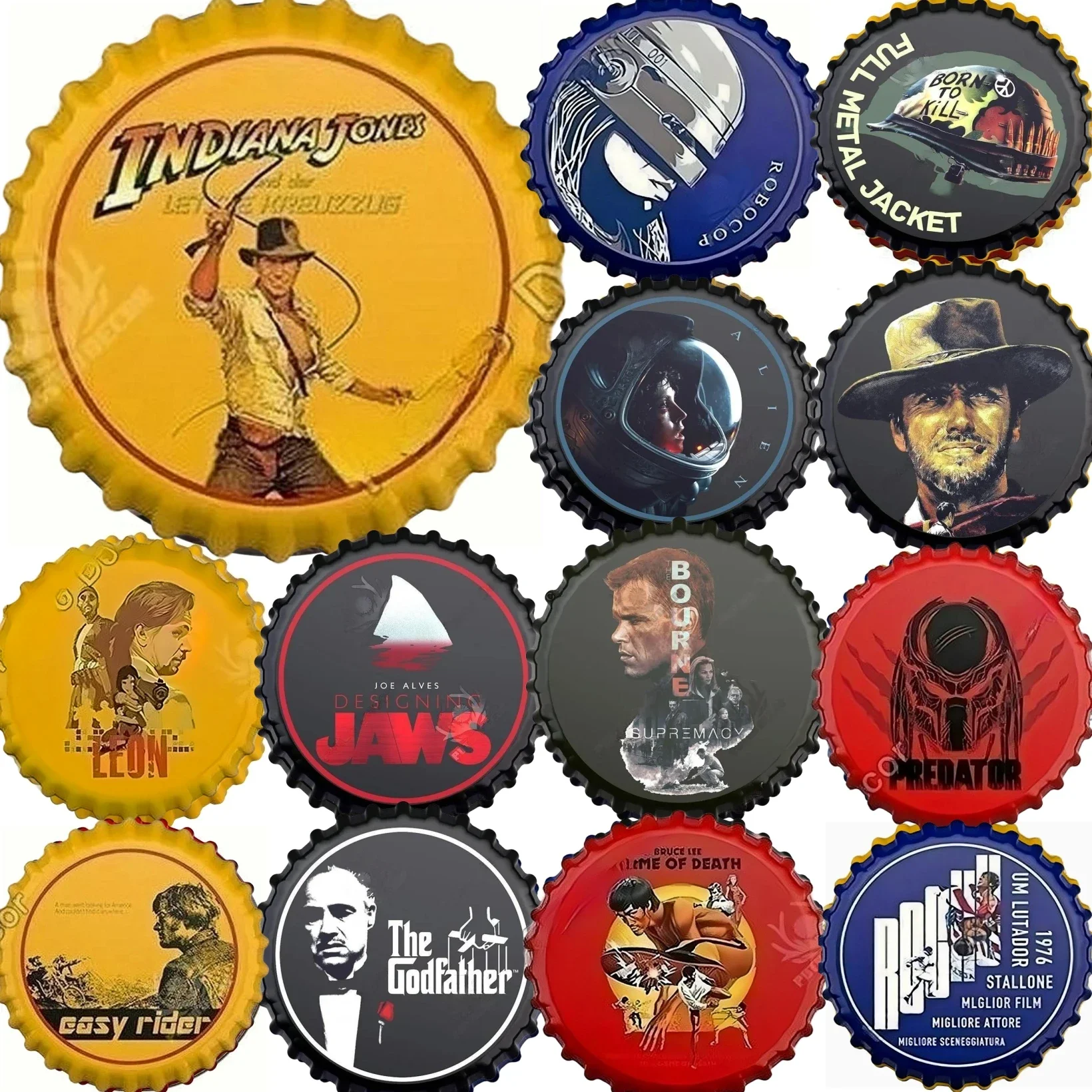 

Movie Bottle Cap Vintage Tin Sign Plaque Metal Plate for Man Cave Pub Bar Club Living Room Wall Art Decoration