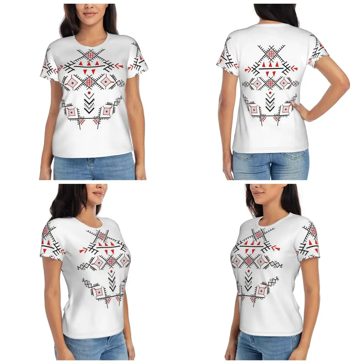 Kabyle Jewelry Amazigh Morocco T-Shirt for Women Crew Neck Streetwear T Shirts Women's Tees Short Summer Clothes Tops