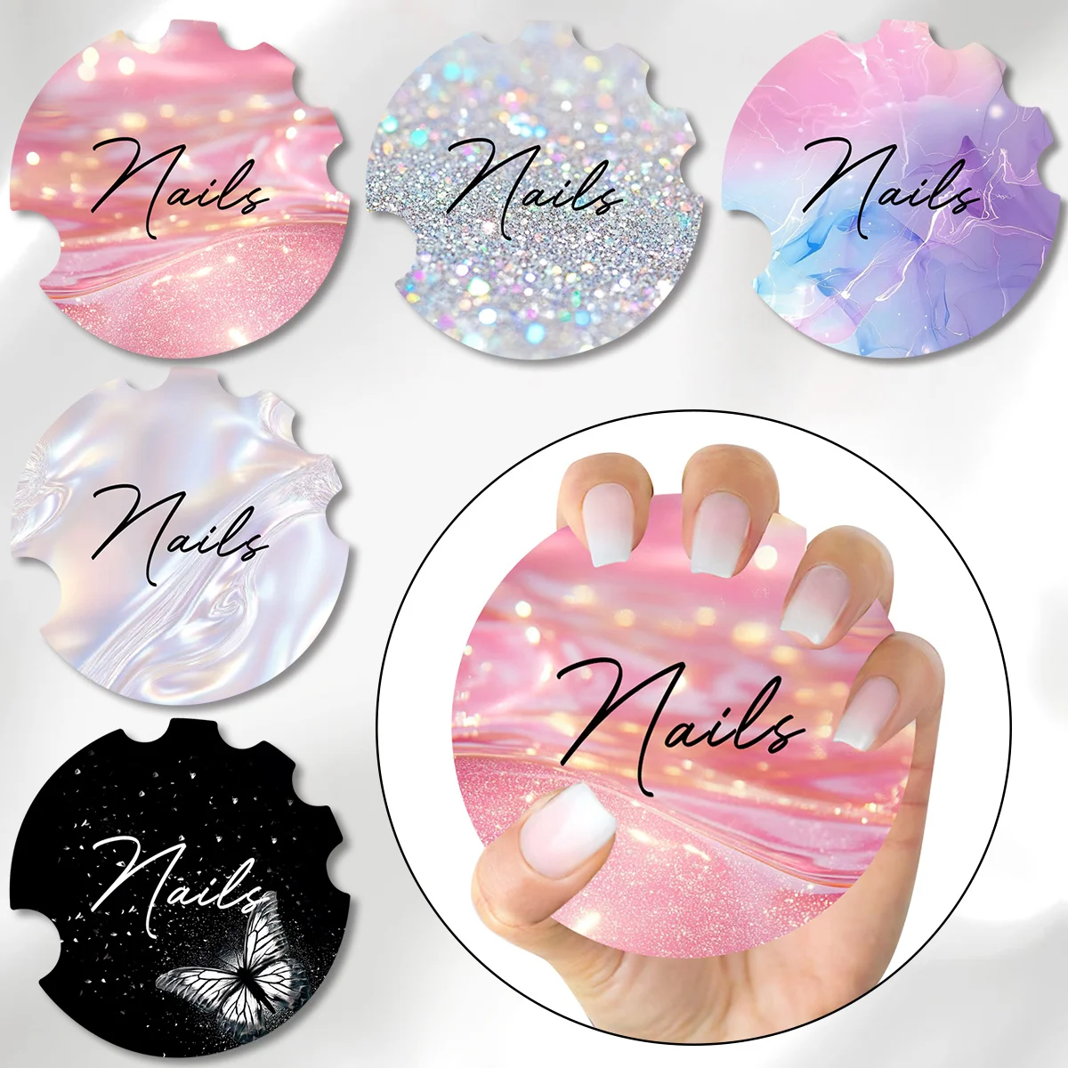 10PcsNail Art Display Card Board, Manicure Nailfie Disc,Nail Salon Accessory,Nail Tech Photo Prop, Nail Selfie Disc Board