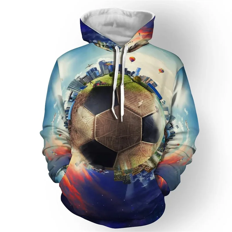 Fashion Football Pattern Hoodies Spring Autumn Casual Long Sleeve Mens Kids 3D Printed Sweatshirt Trend Loose Sports Pullover