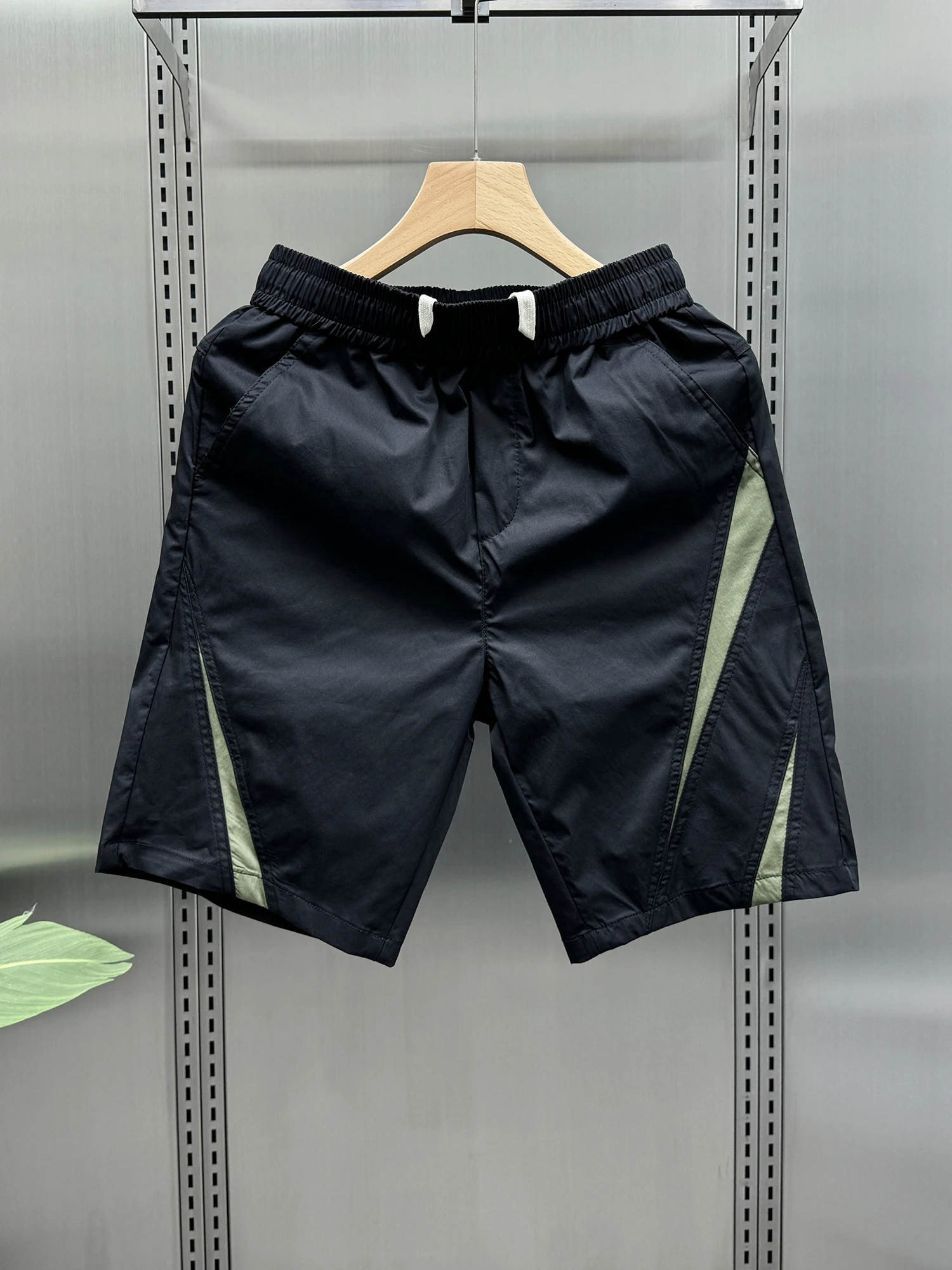 

Summer Thin Stripe Straight Leg ort Pants Men's Trendy Loose Color Blo Versatile Five-Quarter Beach orts Breathable Spor