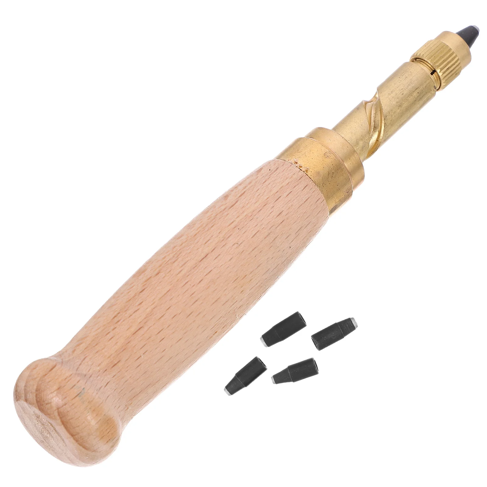 

6 pcs Brass Screw Punch Wood Handle 6 Tips 1.5Mm 2Mm 2.5Mm 3Mm 3.5Mm 4Mm For Craft Paper Sewing Bookbinding Japanese