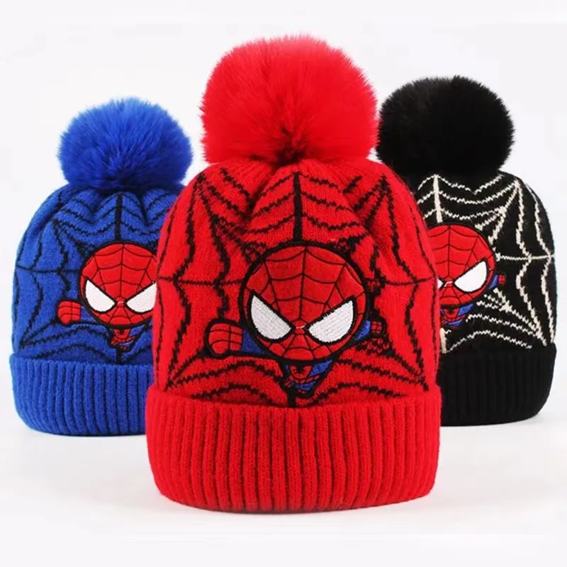 Disney Marvel Warm Knitted Hat Cute Spider-Man Party Decoration Cute Children\'s Cosplay Props Cartoon Hat Kids Toy Gift