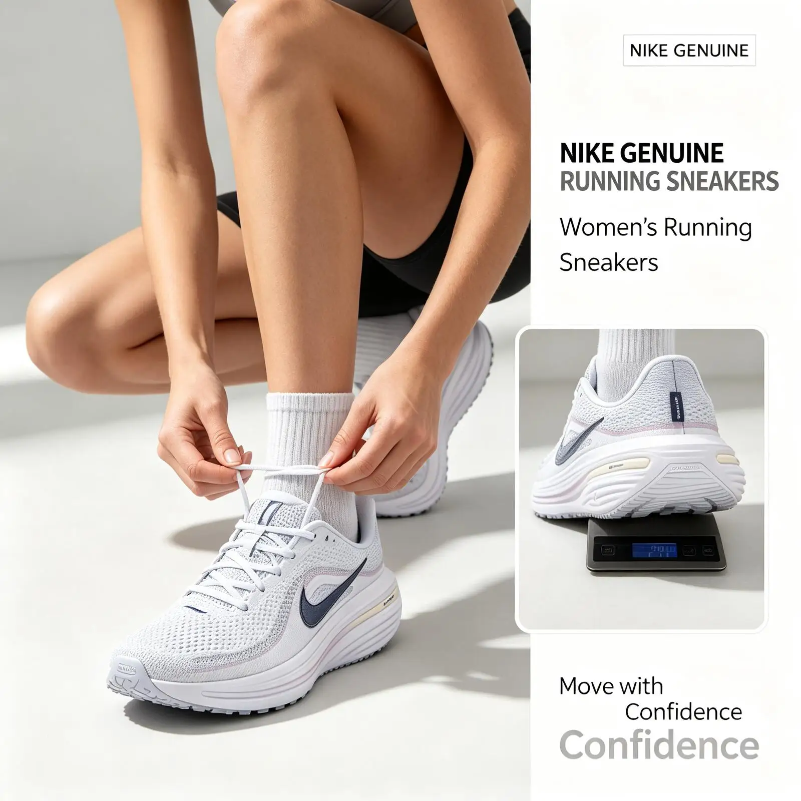 Nike Genuine Women’s White Running Shoes Lightweight Breathable Cushioned Sneakers for Women Outdoor Walking Casual Footwear