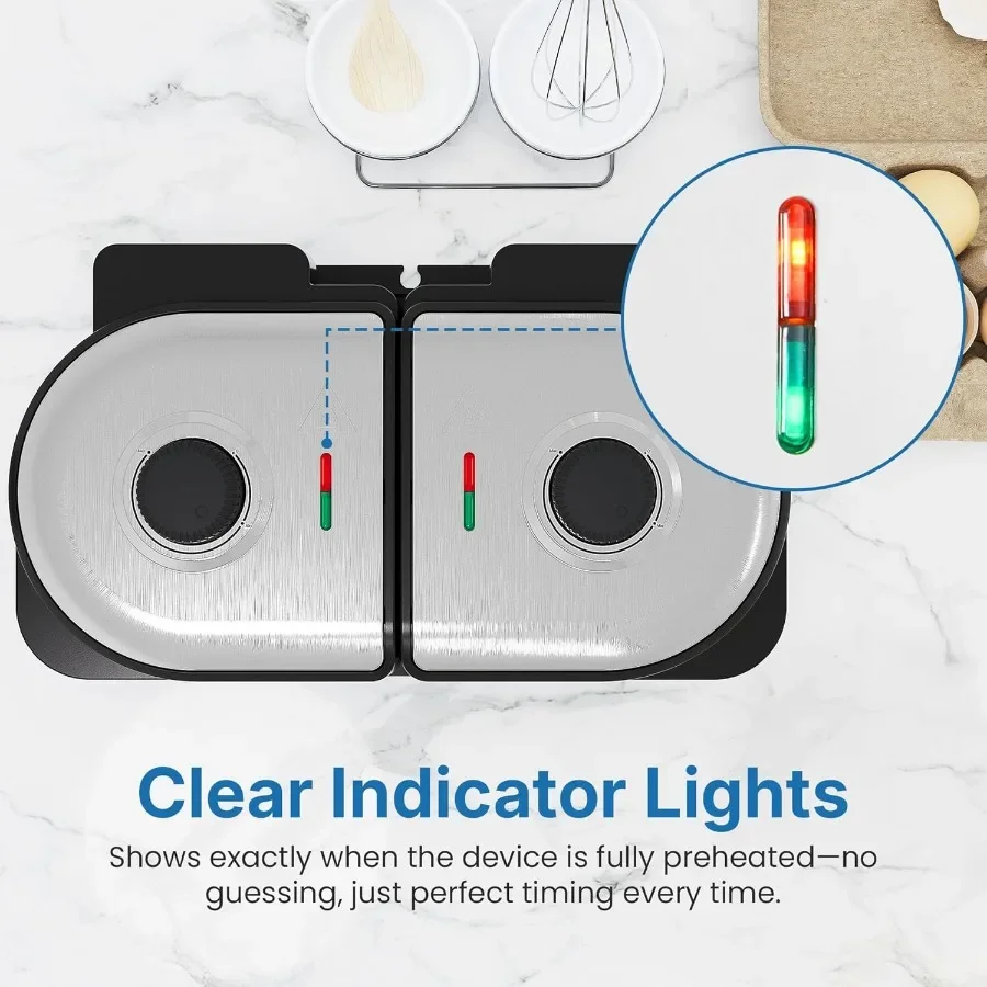 家庭用ダブルベルギーワッフルメーカー：2つの調節可能な焼き色コントロール付き電気ワッフルマシン、焦げ付き防止表面