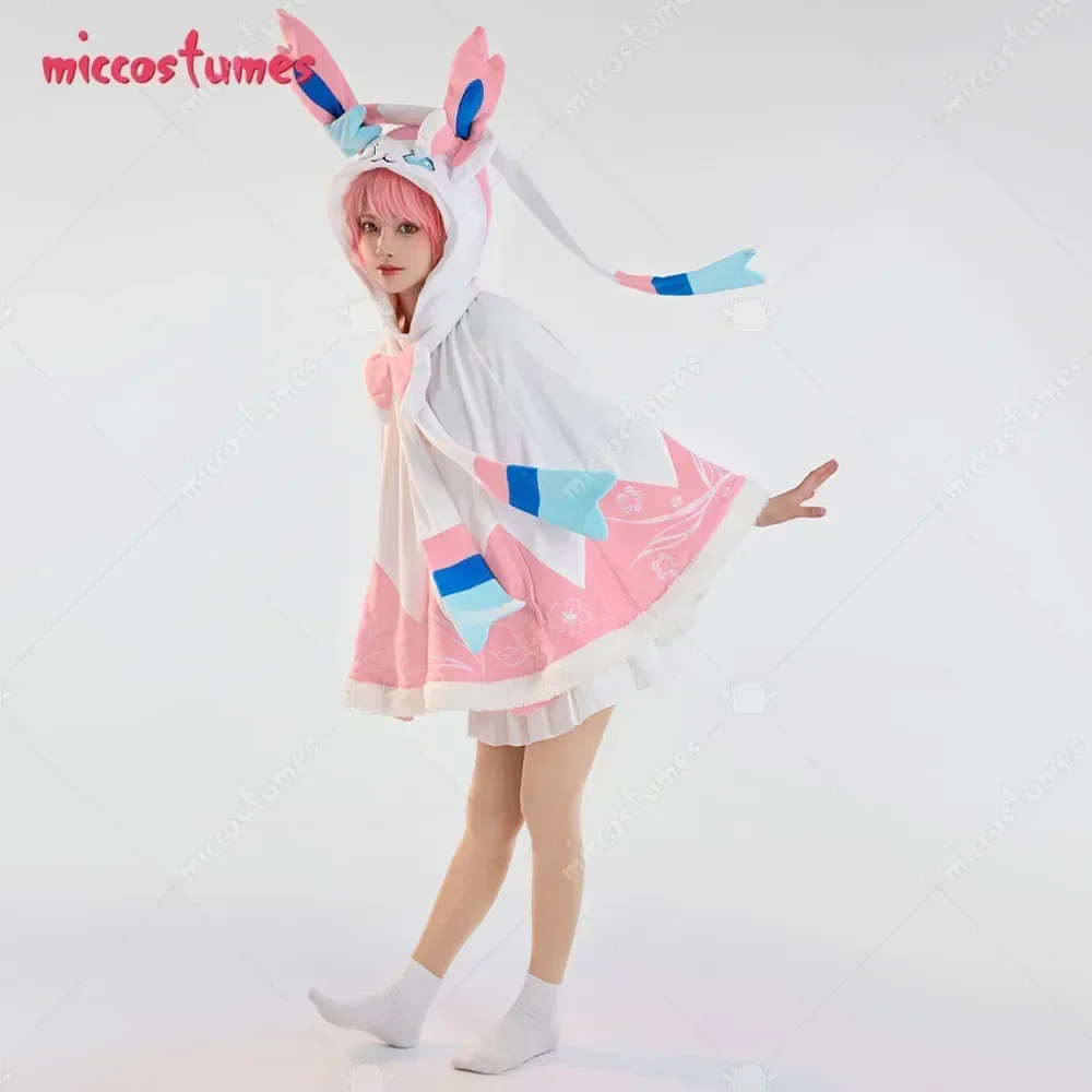 Micfigurinos-Kawaii Halloween Capa e Cachecol Conjunto para Mulheres, Manto Curto, Cauda Cosplay Traje