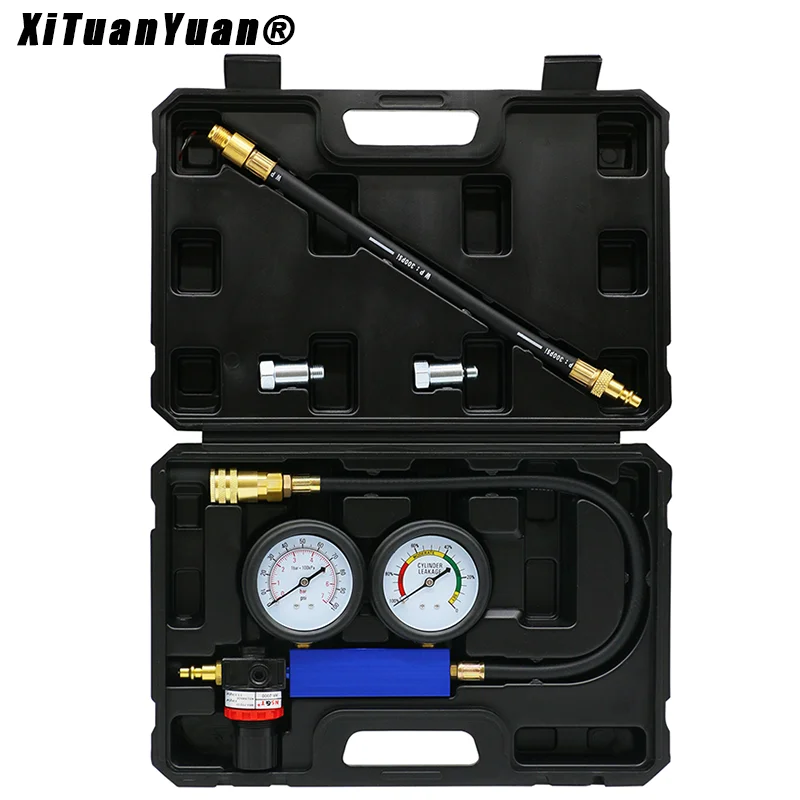 

TU-21 Cylinder Leak Tester Compression Leakage Detector Double Gauge Petrol Engine Leakdown Detection Compression Test Tool