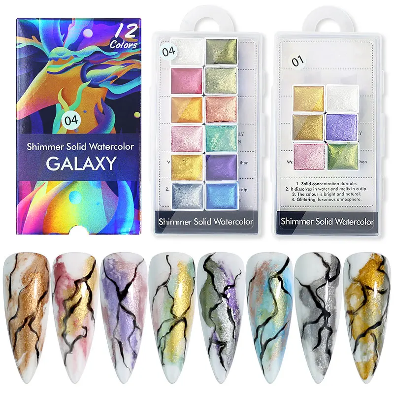 

Arte Clavo Solid Watercolor Paint Shimmer Pearl Nail Decoration Glitter Acuarelas Holographic Aurora Nail Art Pigment For Nails