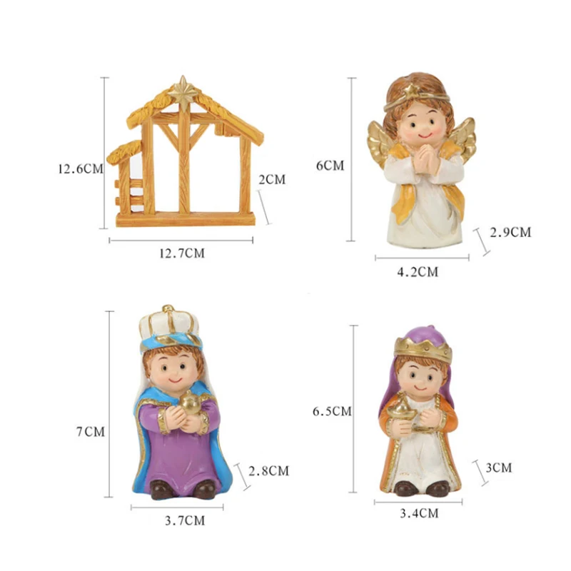 1 set di giocattoli per bambini per piccole persone, set di presepe per bambini, set di giochi di finzione per decorazioni natalizie, regalo di Natale per bambini