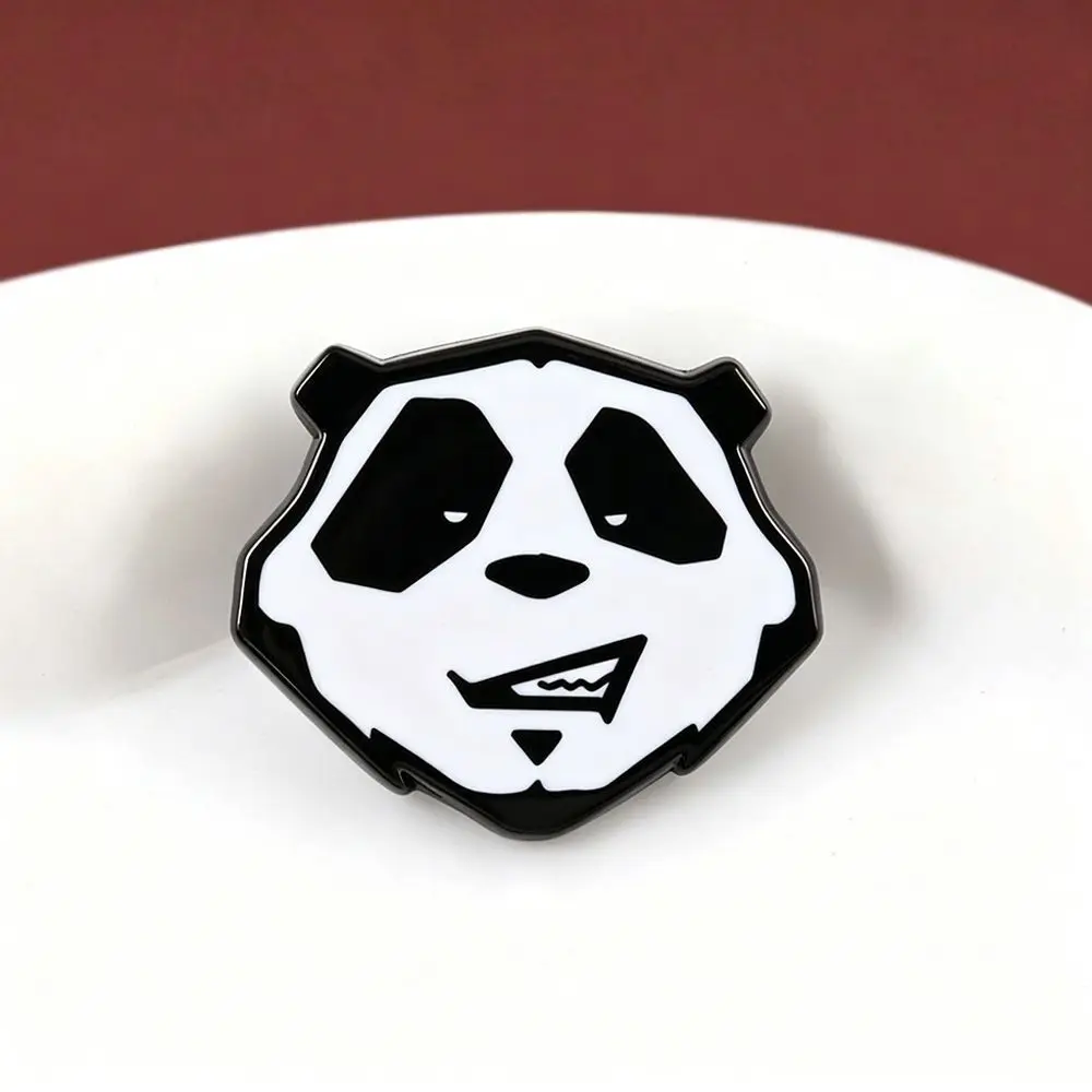 Evil-grinning Panda Enamel Brooch Funny Panda Face Badge Metal Safety Pin Badges for Decorating Clothes and Bags