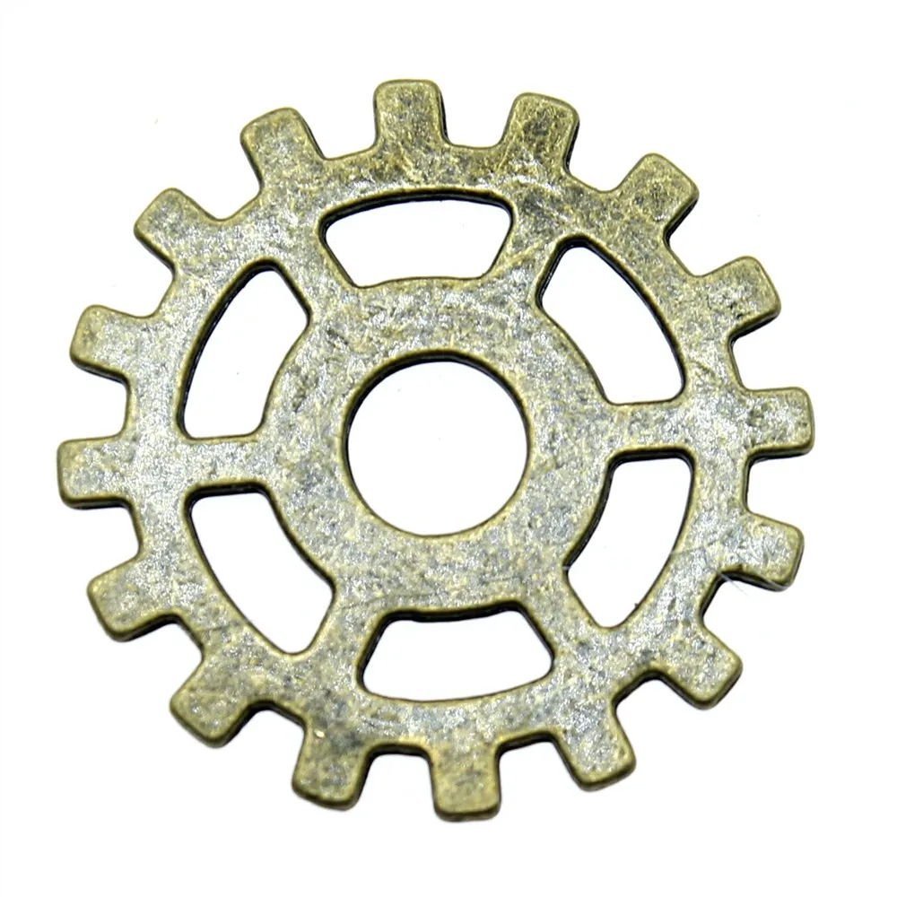 WYSIWYG 10 sztuk bransoletki Charms Steampunk biegów 2 kolory antyczne srebro kolor antyczny brąz kolor 25mm ze stopu metali biżuteria DIY akcesoria — zdjęcie 7