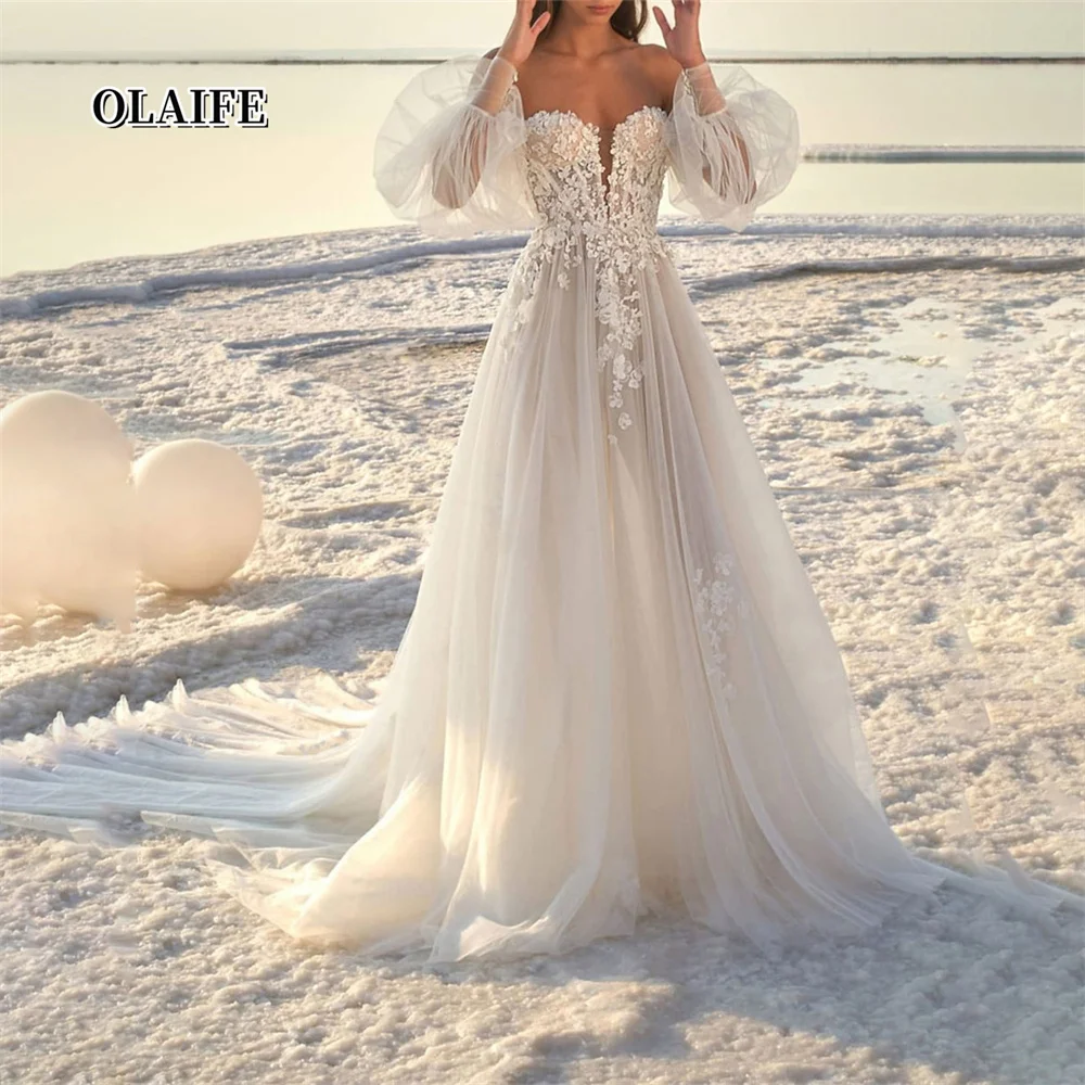 

A-Line Princess Off-Shoulder Court Train Wedding Dress For Beaching vestido de novia vestidos novias boda свадебное платье