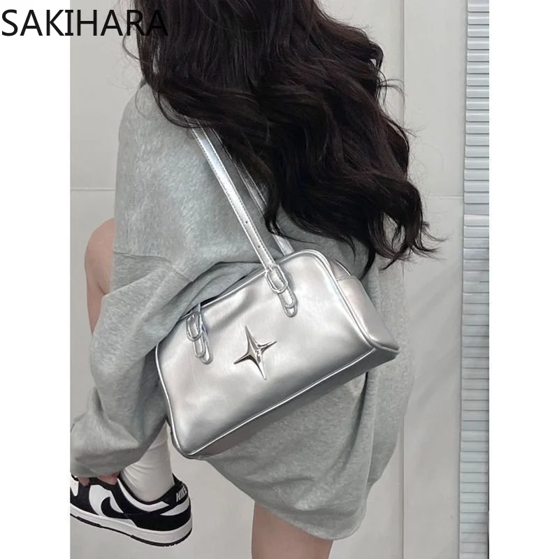 

Korean Shoulder Bag for Female Office Lady Large Capacity Y2k Tote Bags Temperament Aesthetic Advanced Design Underarm Bags