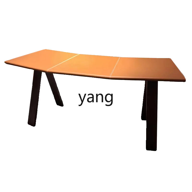 

LMM Solid Wood Desk Saddle Leather Desk Workbench Simple Executive Desk