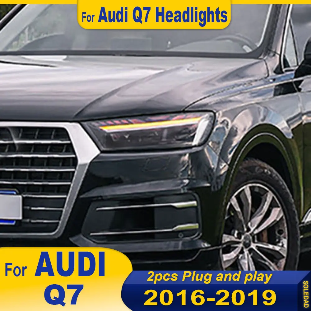Car Headlight For AUDI Q7 2016 2017 2018 2019 Headlight Modification Q8 FULL LED Head Lamp DRL Signal Projector Lens Automotive