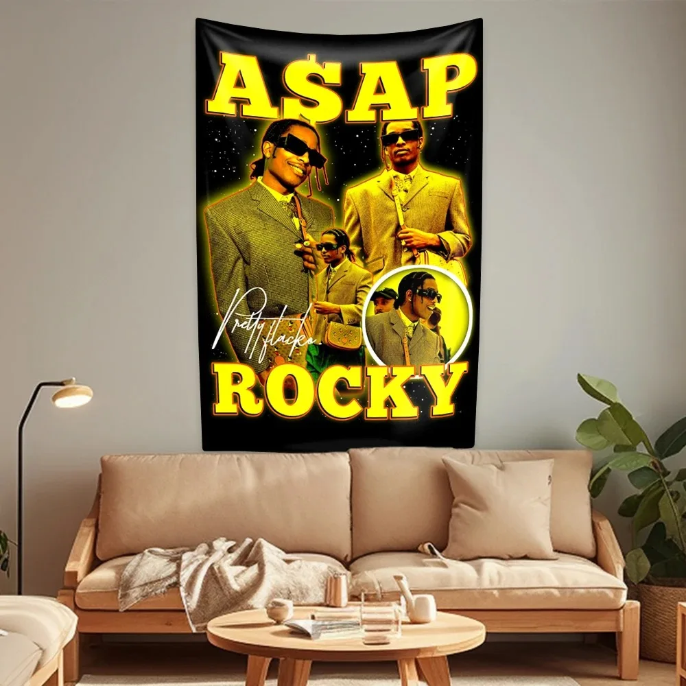 Asap Rockys Flags Rapper print Tapestry Room Decor Aesthetic Music Album Art Poster Wall Hanging Bedroom Concert Background Gift