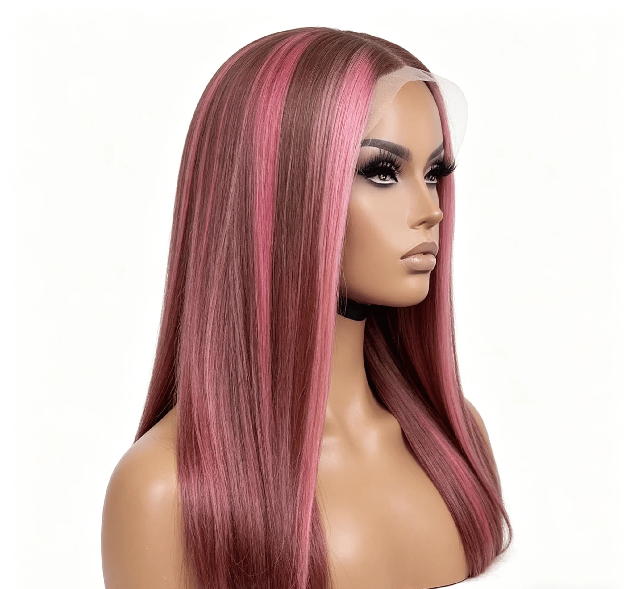 

Прозрачный кружевной парик 13x4/13x6 HD из натуральных волос, коричневый с розовыми прядями, прямой, предварительно прорезанный, для женщин, хит продаж 2026