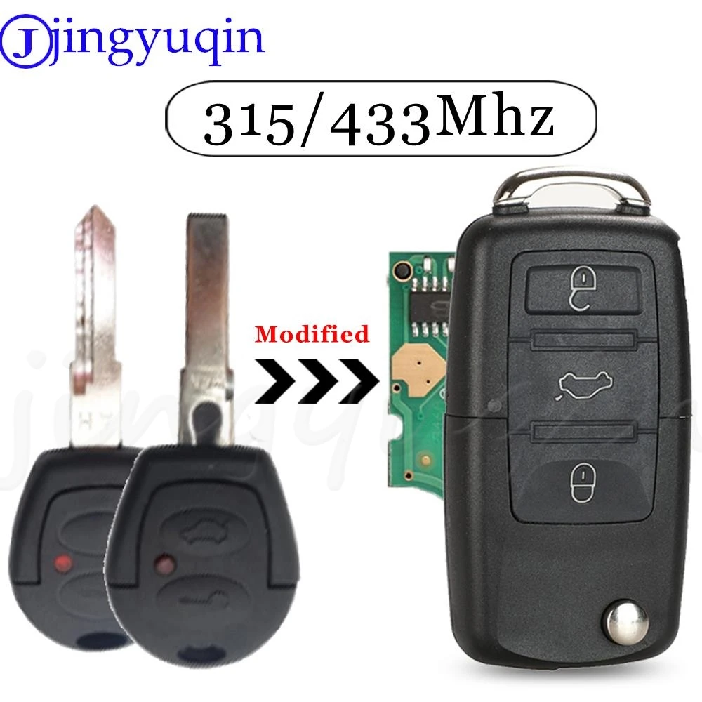 Jingyuqin 3 przyciski inteligentny zdalny kluczyk do VW/Volkswagen Gol Golf Jetta Fox brazylia 315/433Mhz ID48 Chip