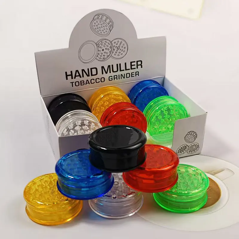 

12pcs Plastic Herb Grinder 3-Layers Pepper Crusher Salt Mill Pestle 60mm Manual Mortar Smoking Tobacco Grass Spice Grinder