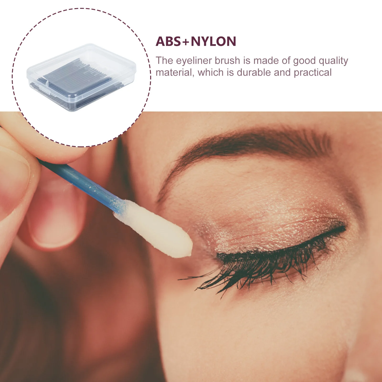 50 قطعة من فرشاة المكياج، فرشاة تحديد العيون، مقبض شعيرات مدمج محمول ممتاز لتطبيق تحديد الشفاه السائل الموحد #2