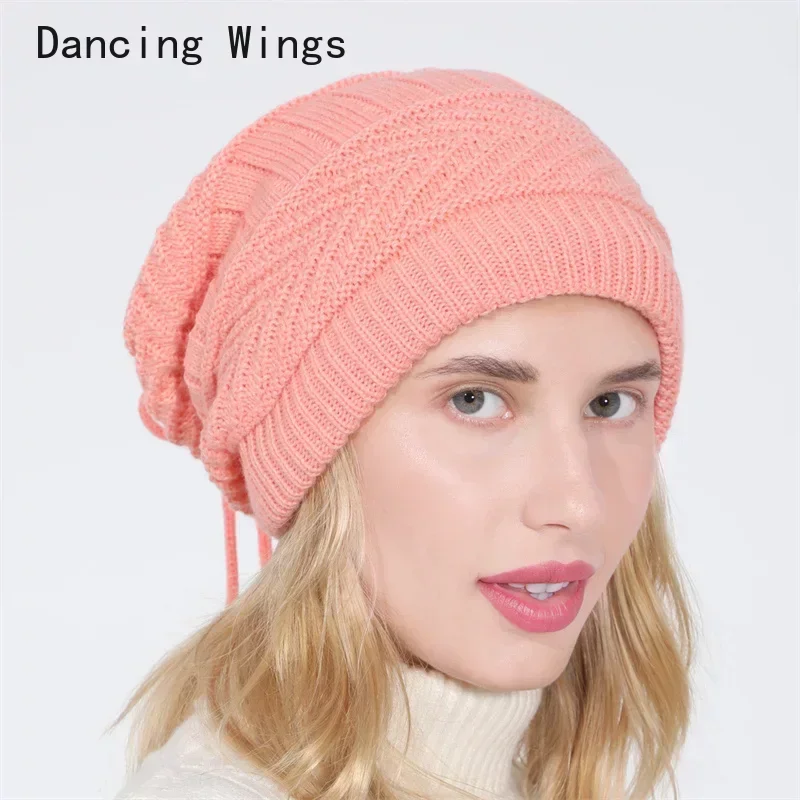 fashion women stretchy knitted Skullies Beanies Hat solid snood scarf warm Beanie For womem Autumn winter Female Beanie cap