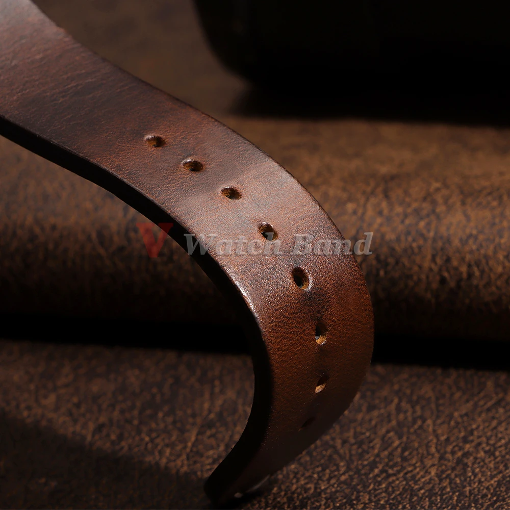 Handmade Retro Oil Wax Genuine Calfskin Strap 18mm 19mm 20mm 21mm 22mm 24mm Quick Release Belt Men Women Watch Band Accessories image 3