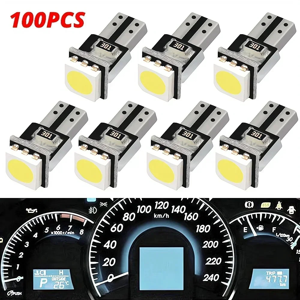 

100X T5 5050 1SMD Wedge Dashboard Led White Canbus Car Auto Gauge Interior Bulb Instrument Lights Side Lamps Clearance Lighting