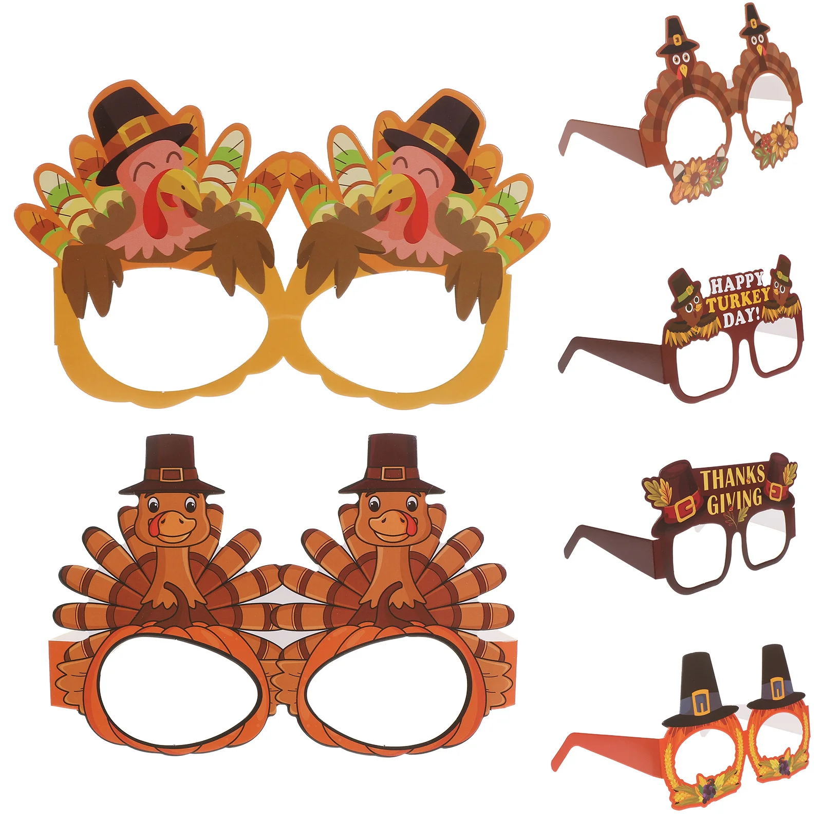 

6Pcs Thanksgiving Glasses Stylish Party Eyewear Photo Props Thanksgiving Day Gathering Supplies Photo Prop Decor