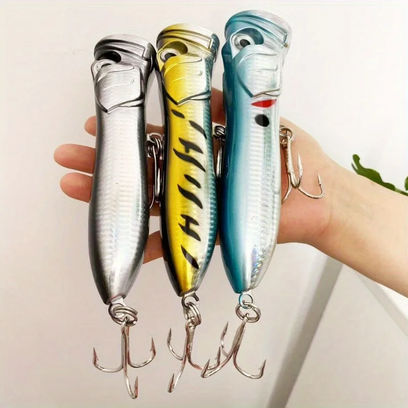 Riesiger Popper-Oberflächenköder - 7,28 Zoll/106g Hochleistungs-Salzwasser-Angelköder mit realistischem Popping/Plug-Effekt - Weitwurf für Barsch – Detail 3