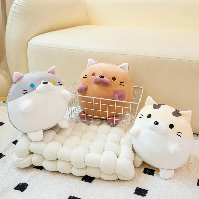 Urocze Okrągłe Grube Pluszaki Koty z Kalki, Miękkie Wypchane Lalki Zwierząt z Kreskówek, Miękkie Poduszki, Prezenty Kawaii