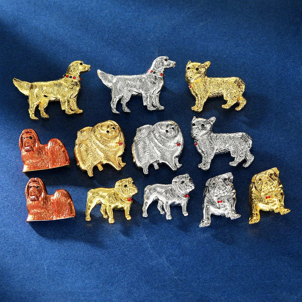 Statement Pet Dog Series Crystal Lapel Pins Pine Lion Bulldog Bago Akita Chihuahua Tibetan Mastiff Brooches Of Freeshipping