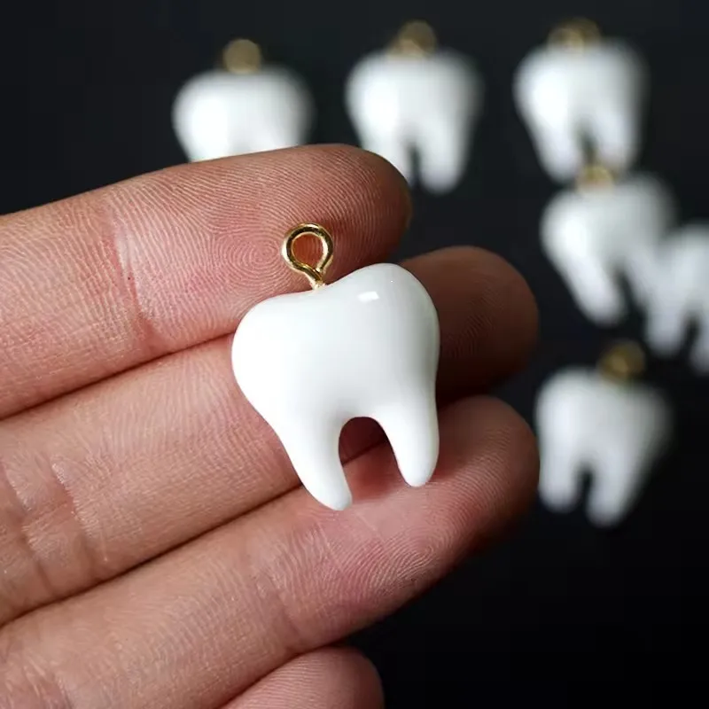 10pcs Resin Charms White Small Teeth Pendant For Necklace earrings DIY  crafts Jewelry Accessory