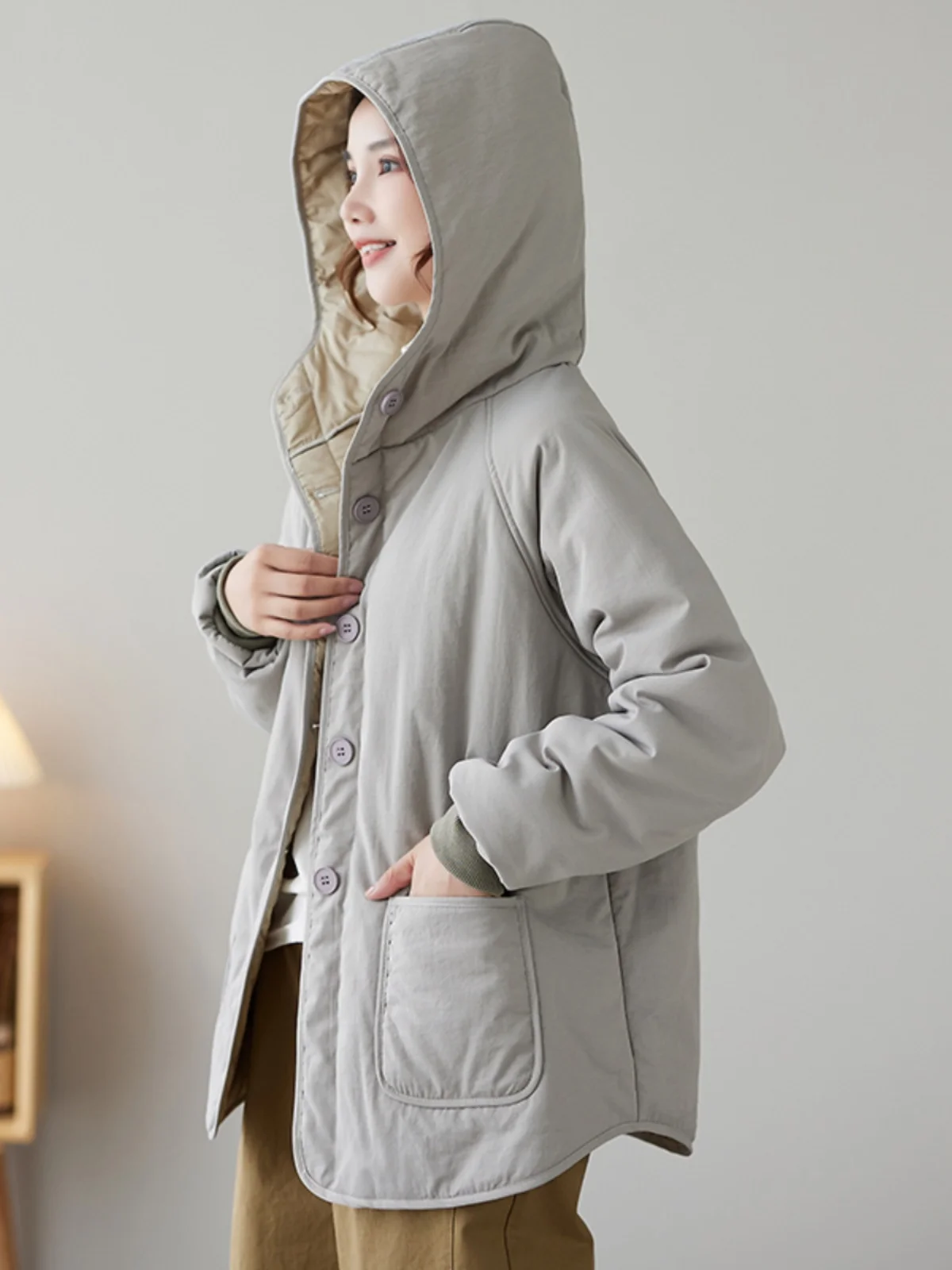 

Спецодежда в стиле ретро, пуховая куртка с капюшоном, женская осенне-зимняя теплая легкая хлопковая стеганая куртка большого размера, верхняя одежда